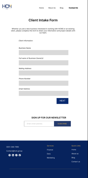 HCMG Final Home Page Design Solution Mockup