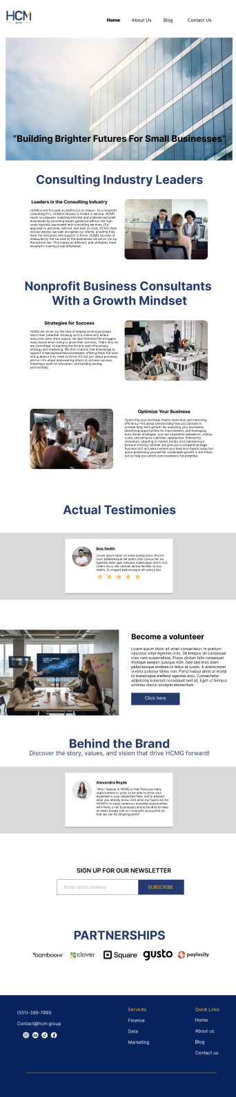 HCMG Final Home Page Design Solution Mockup